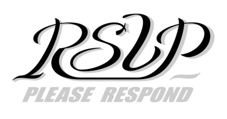 Hand drawn brush calligraphy lettering RSVP. Handwritten isolated phrase Please Respond with shadowのイラスト素材
