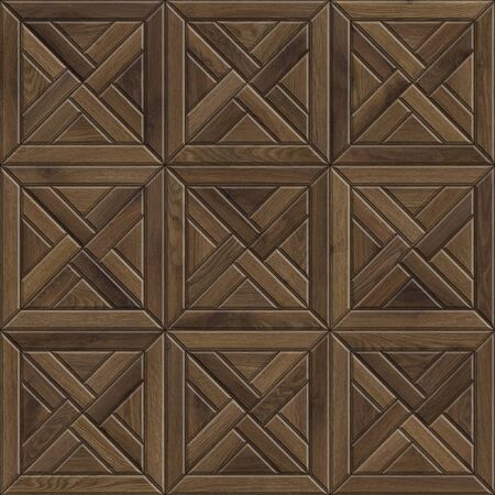 Seamless texture of mosaic wooden parquet. High resolution pattern of dark wood materialの写真素材