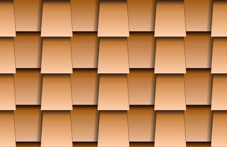 Seamless texture of beige shingles rooftop background. Repeating pattern of trapeze wooden roof tilesの写真素材