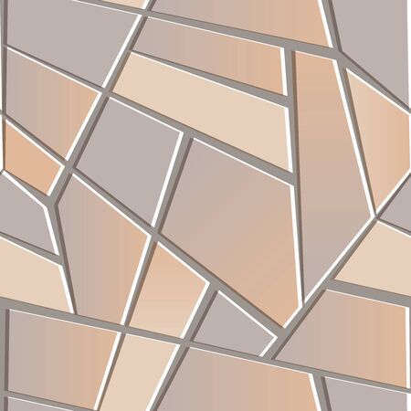 Seamless texture of beige stone pavement. Repeating pattern of gray stone wall. Endless abstract background with geometric tile polygonsの写真素材