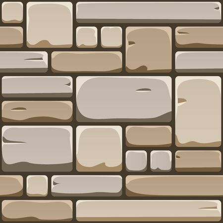 Seamless texture of cube rock wall. Repeating pattern of cobblestone pavement. Endless background of old brick surfaceの写真素材