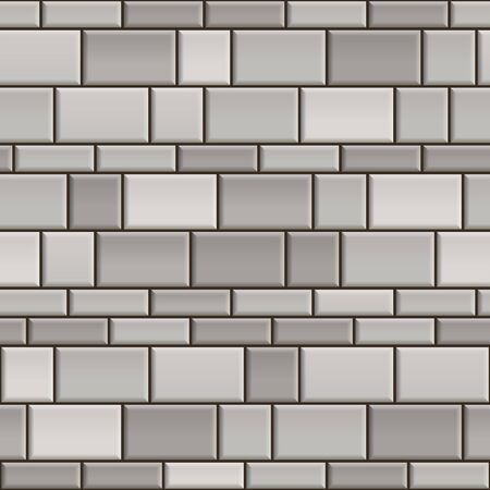 Seamless texture of grey and white brick wall. Repeating pattern of gray cube stone with black seams backgroundの写真素材