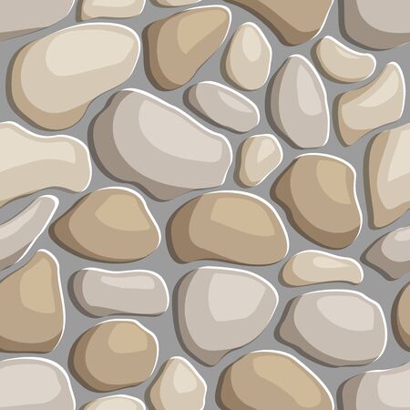 Seamless texture of pebble stone pavement. Repeating pattern of sea smooth rocks backgroundの写真素材