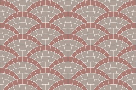 Seamless texture of circle street tiles pavement. Repeating pattern of radial mosaic backgroundの写真素材