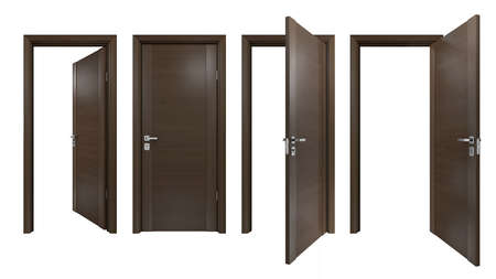 Set of the modern wooden door on whiteの写真素材