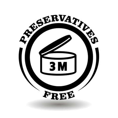 Preservatives free vector stamp with short expiring date icon. Period after opening sign for natural organic cosmetics packaging symbolのイラスト素材