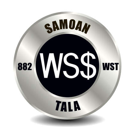 Samoa money icon isolated on round silver coin. Vector sign of currency symbol with international ISO code and abbreviationのイラスト素材
