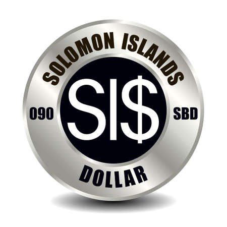 Solomon Islands money icon isolated on round silver coin. Vector sign of currency symbol with international ISO code and abbreviationのイラスト素材