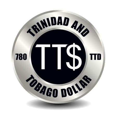 Trinidad and Tobago money icon isolated on round silver coin. Vector sign of currency symbol with international ISO code and abbreviationのイラスト素材