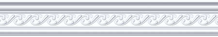 Seamless pattern of white classic mold cornice with classic floral ornament for interior wall design. Repeating gypsum plaster frieze for ceiling decoration frameの写真素材