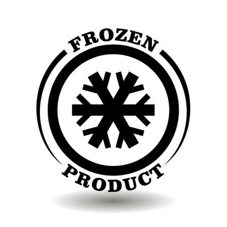 Round logo Frozen Product with snowflake symbol for frozen food package labeling. Keep cold in fridge sign for frozen meal pictogramのイラスト素材