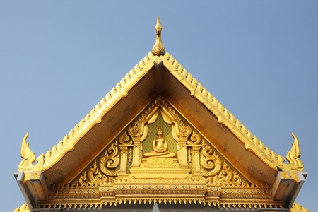 top part of traditional thai style architectureの写真素材
