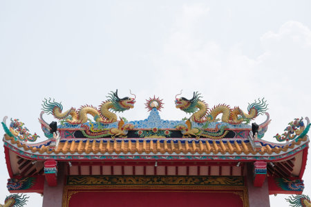 traditional chinese style architecture, thailandの写真素材