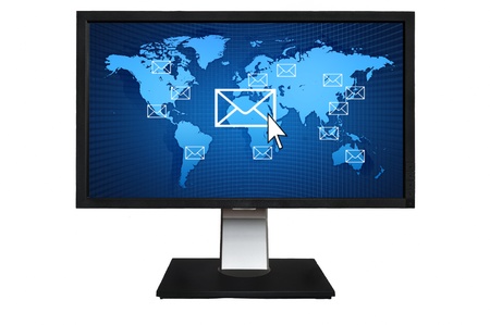 World wind Mail communication on the LCD monitorの写真素材