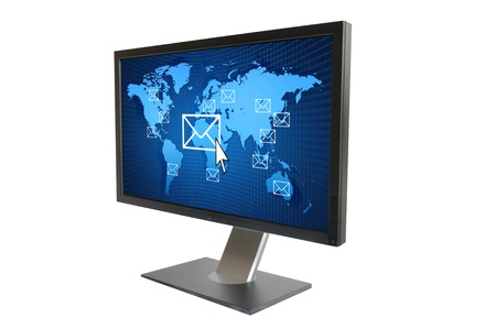 World wind Mail communication on the LCD monitorの写真素材
