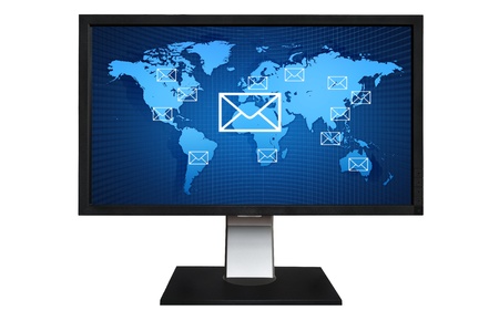 World wind Mail communication on the LCD monitorの写真素材