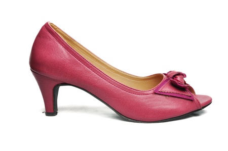Pink woman shoe isolated on white backgroundの写真素材