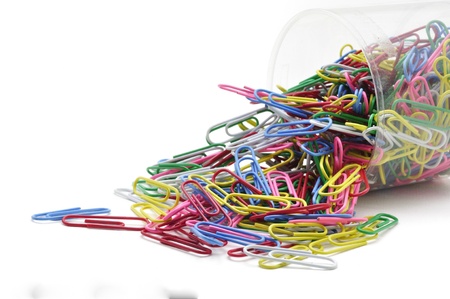 Paperclips isolated on white blackgroundの写真素材