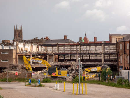 DERBY, UNITED KINGDOM - May 24, 2020 - A view of the Demolition of the old Debenhams Building in Derby city centre, Derby, Derbyshire, England, UK, Western Europe.のeditorial素材