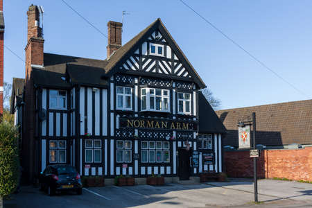Normanton, Derby, UK, April,3,2021: The Norman Arm Pub, Normanton Derby,. A traditional public house in the suburbs of  the City of Derby.のeditorial素材
