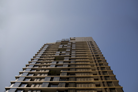 Office building district from belowの写真素材