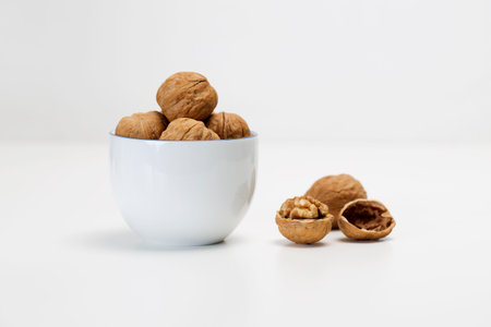 Walnut on white background