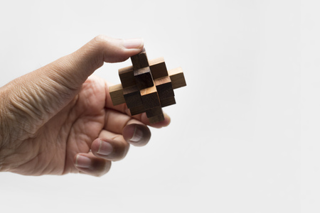 Hand holding cubeの写真素材