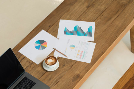 High angle shot of a boardroom tableの写真素材