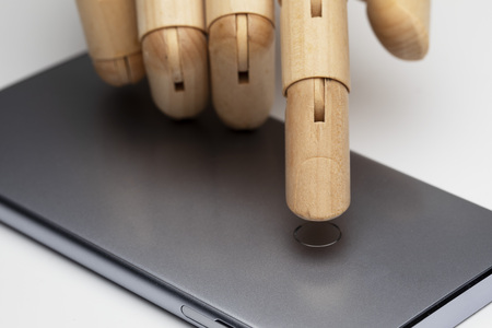 Robotic finger using fingerprint conceptの写真素材