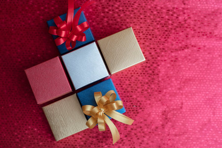 Gift box on red background