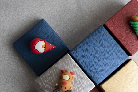 Gift box with chritmas elementsの写真素材