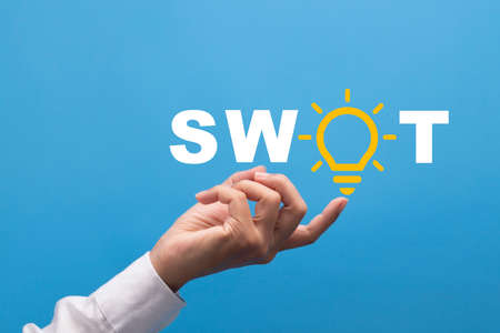 Businessman using the fingertip pushed the opportunities message up. Business analysis concept.の写真素材