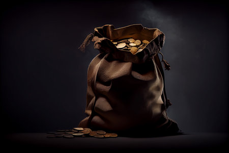 Still life Sack of gold coins, Generative AIの素材