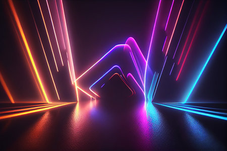 Neon ultraviolet spectrum dancing light, Generative AIの素材