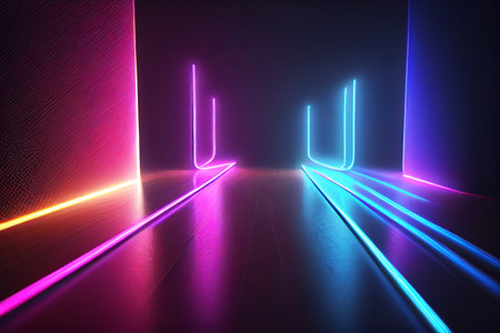 Neon ultraviolet spectrum dancing light, Generative AIの素材