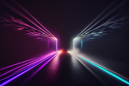 Neon ultraviolet spectrum dancing light, Generative AIの素材