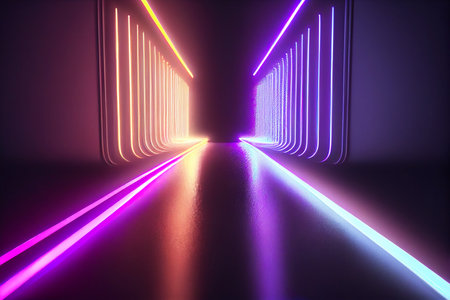Neon ultraviolet spectrum dancing light, Generative AIの素材
