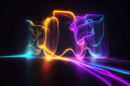 Neon ultraviolet spectrum dancing light, Generative AIの素材