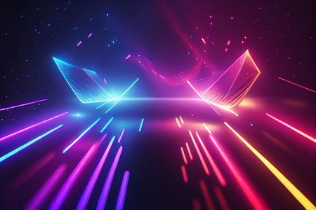 Neon ultraviolet spectrum dancing light, Generative AIの素材