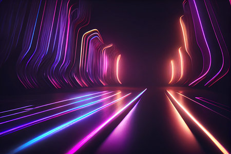 Neon ultraviolet spectrum dancing light, Generative AIの素材