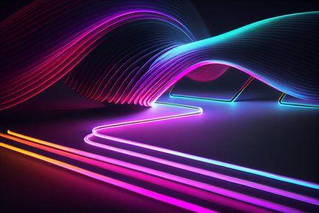 Neon ultraviolet spectrum dancing light, Generative AIの素材