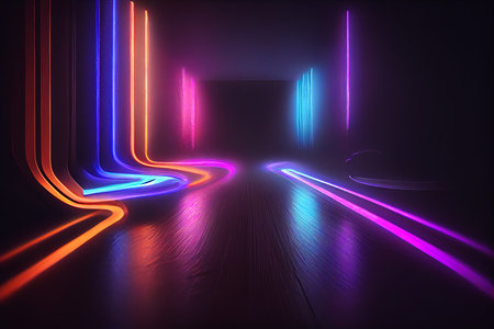 Neon ultraviolet spectrum dancing light, Generative AIの素材