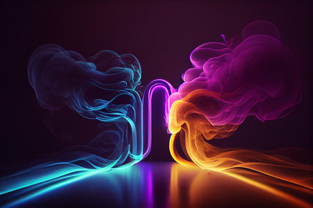 Neon ultraviolet spectrum dancing light, Generative AIの素材