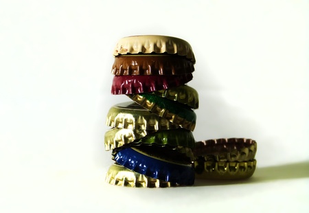 a pile of colorful caps の写真素材