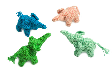 elephant doll from knitting woolの写真素材