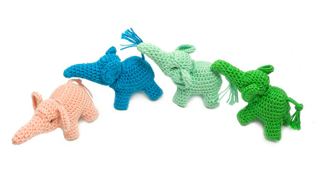 elephant doll from knitting woolの写真素材