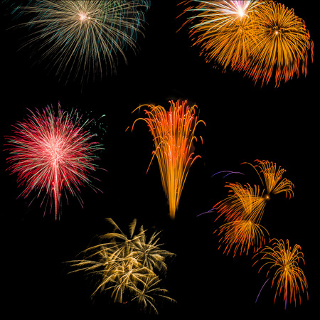 Firework isolated in black backgroundの写真素材