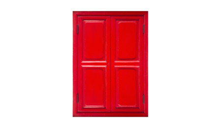 residential red closed window frameの写真素材