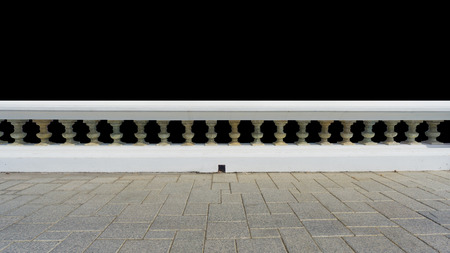 Classic railing with floor isolated on white backgroundの写真素材
