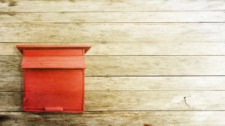 postbox on the wood background